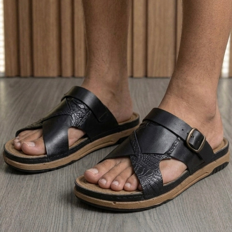 Sandal-Confort 100% cuire véritable